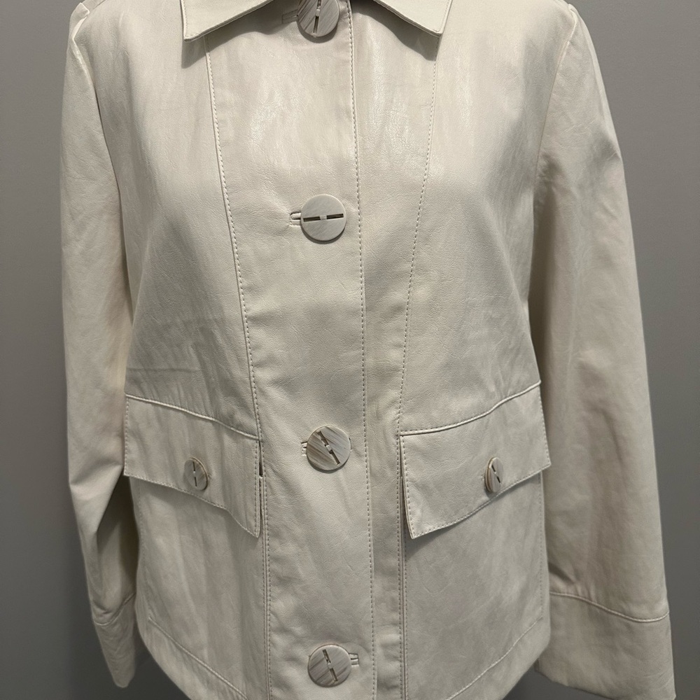 Women's Cream Jacket - faux leather, fully lined